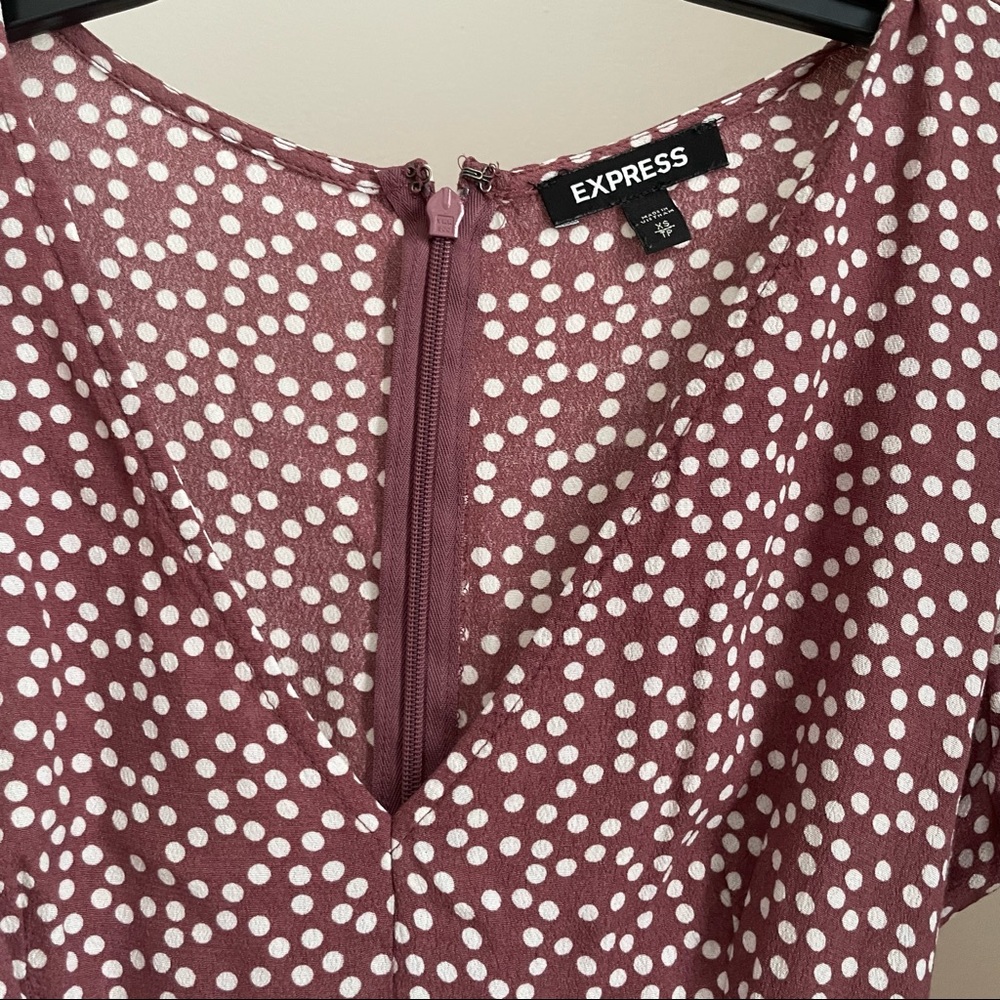 Express Retro Mauve Polka Dot Dress - Picture 5 of 6